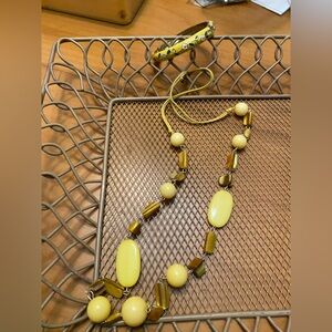 Yellow and Brown Beaded Necklace and Bracelet Set